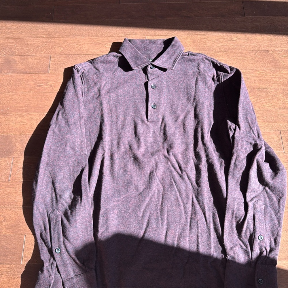 Zegna Long Sleeved Polo Suede under Collar